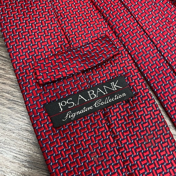 Jos A Bank Signature Red, Navy & White Check Tie - Picture 4 of 4